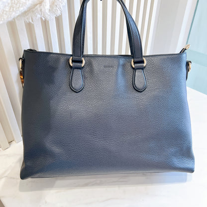 Gucci Bamboo Tassel Calfskin Top Handle Bag Soft Black