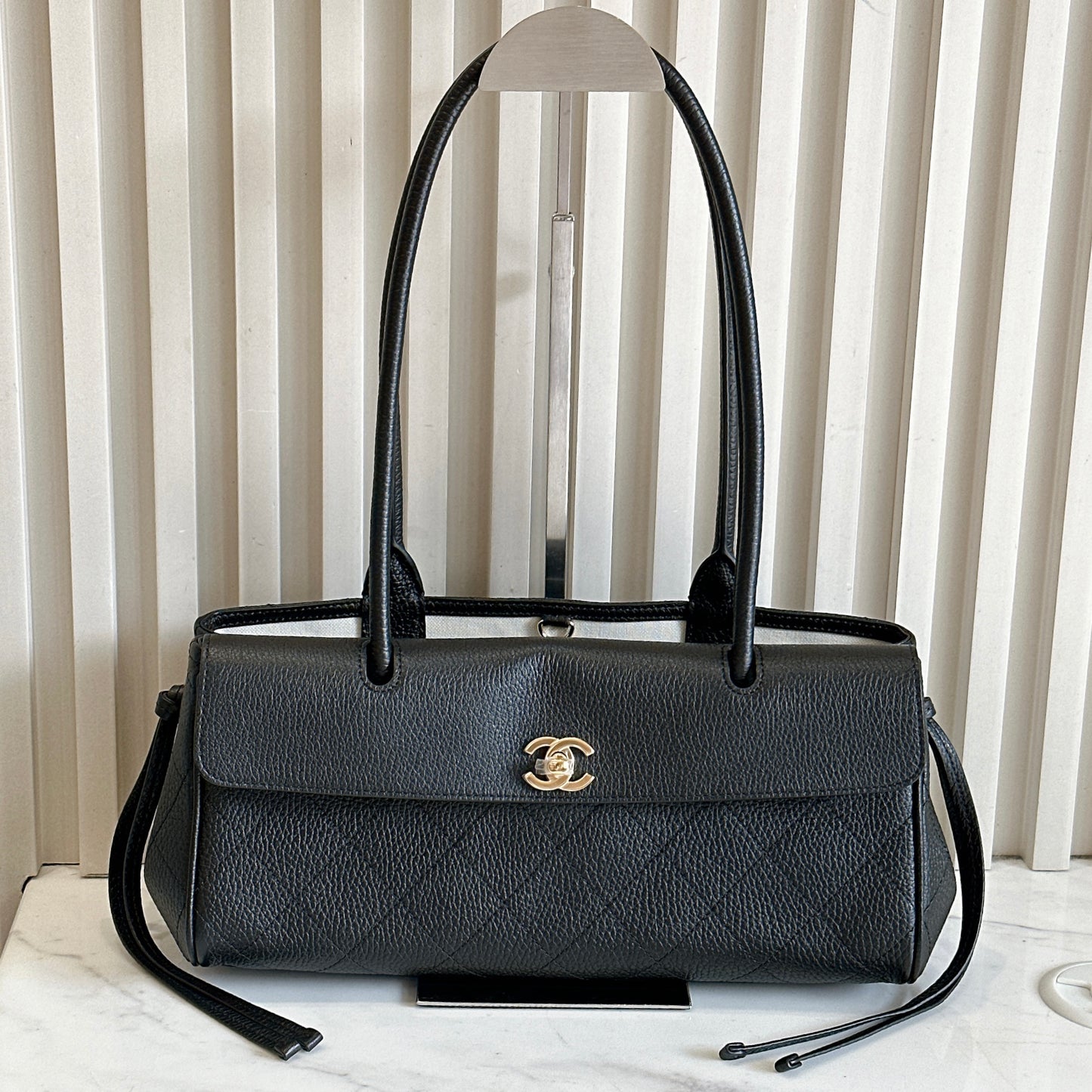 Chanel Black Caviar 26S Small Shopping Tote