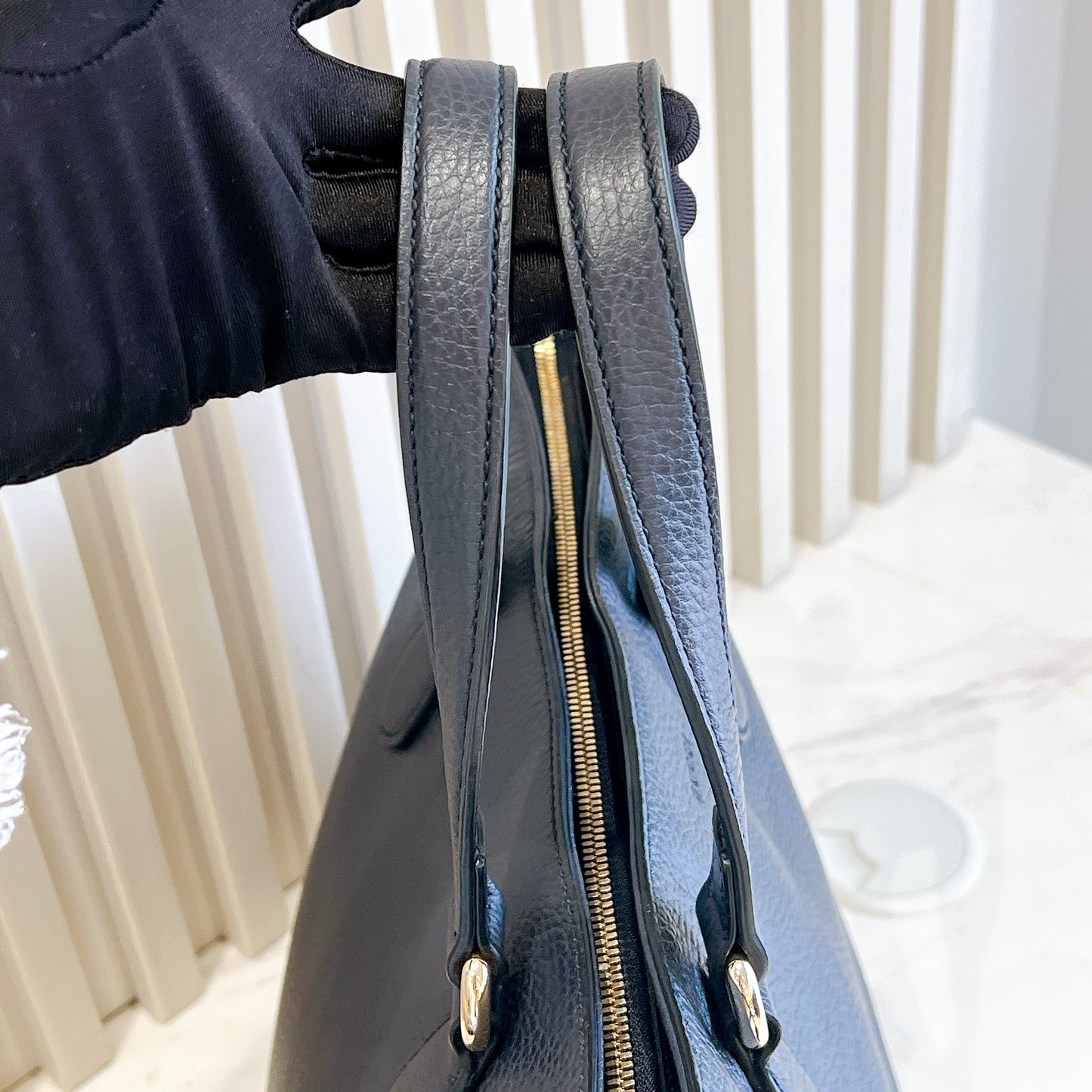 Gucci Bamboo Tassel Calfskin Top Handle Bag Soft Black