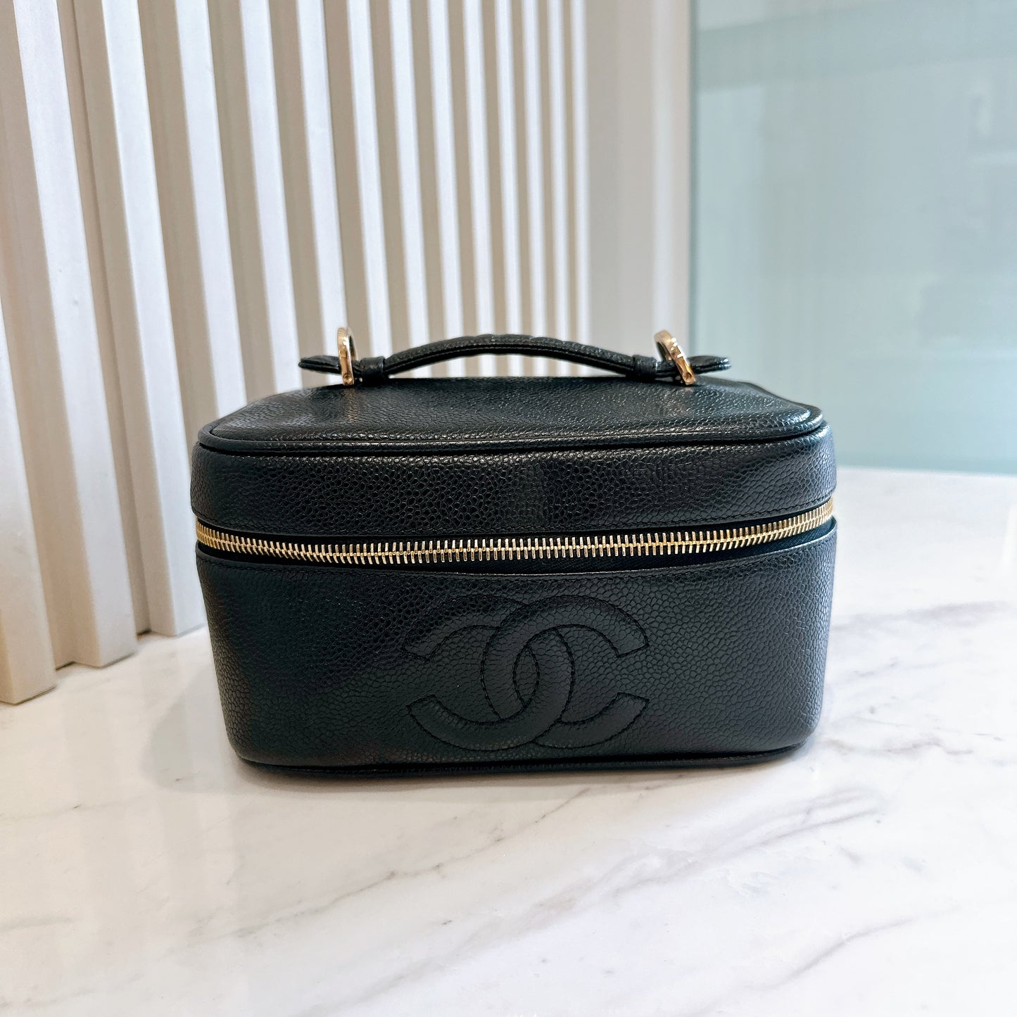 Chanel Timeless Vanity Case in Black Caviar