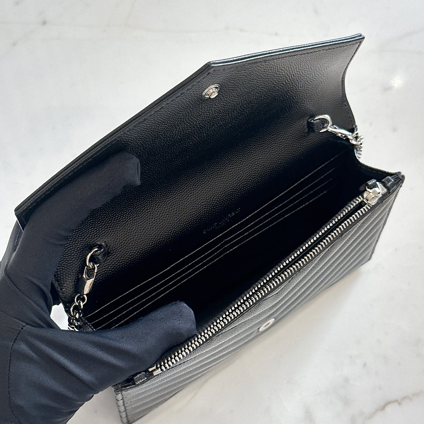 YSL Small WOC in Black SHW