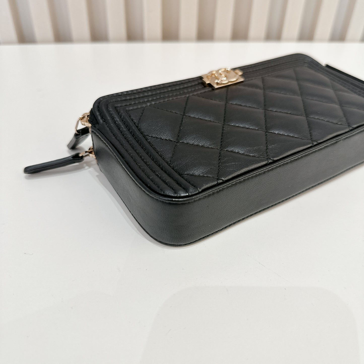 Chanel Boy Double Chain Pochette Black GHW