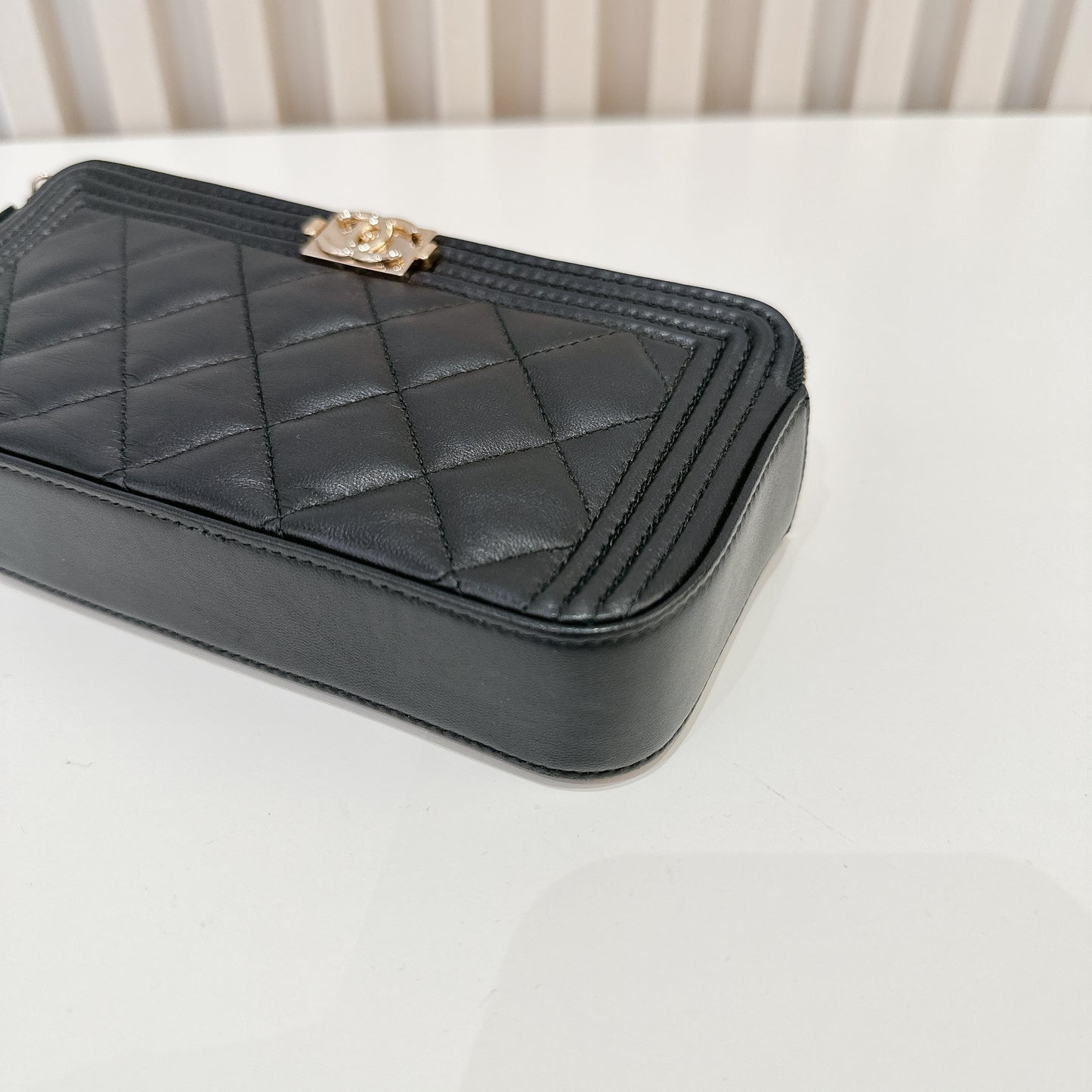 Chanel Boy Double Chain Pochette Black GHW