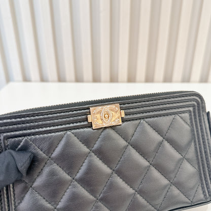 Chanel Boy Double Chain Pochette Black GHW