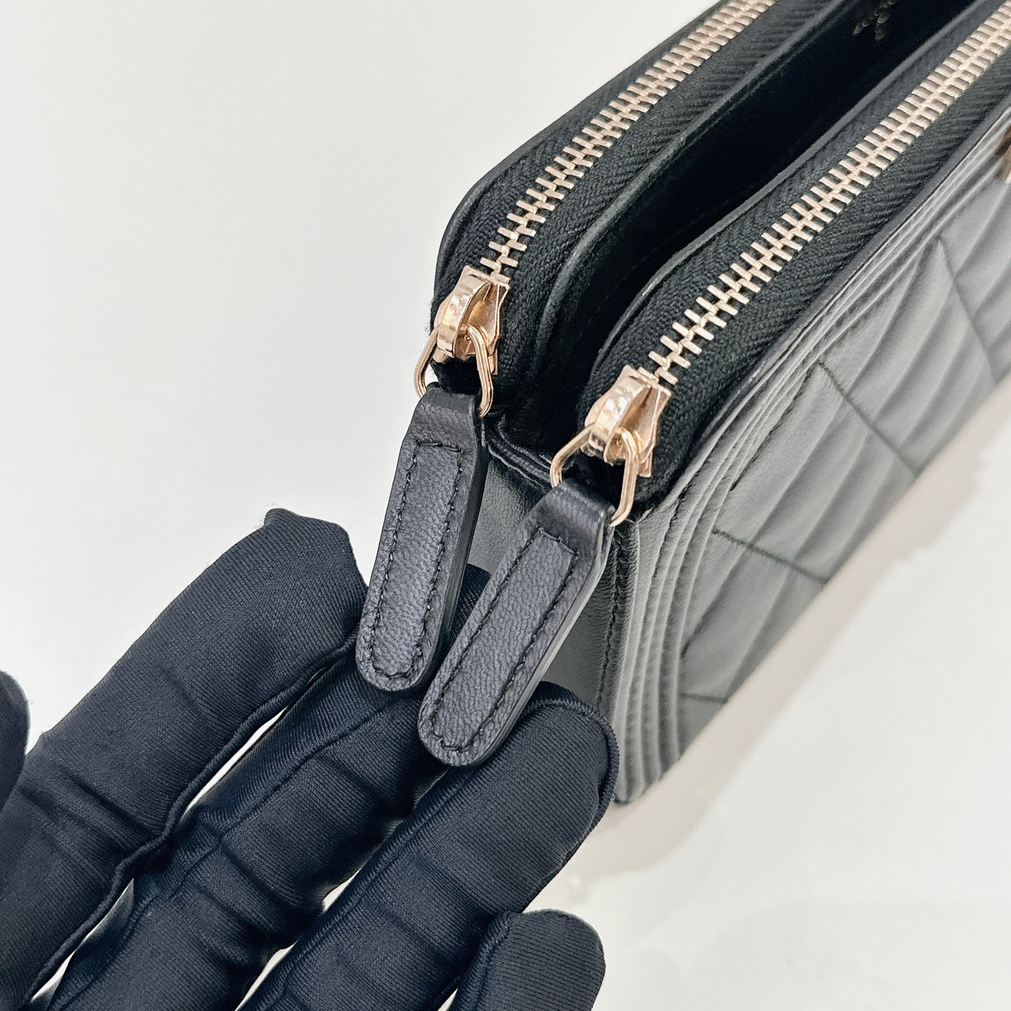 Chanel Boy Double Chain Pochette Black GHW