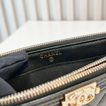 Chanel Boy Double Chain Pochette Black GHW