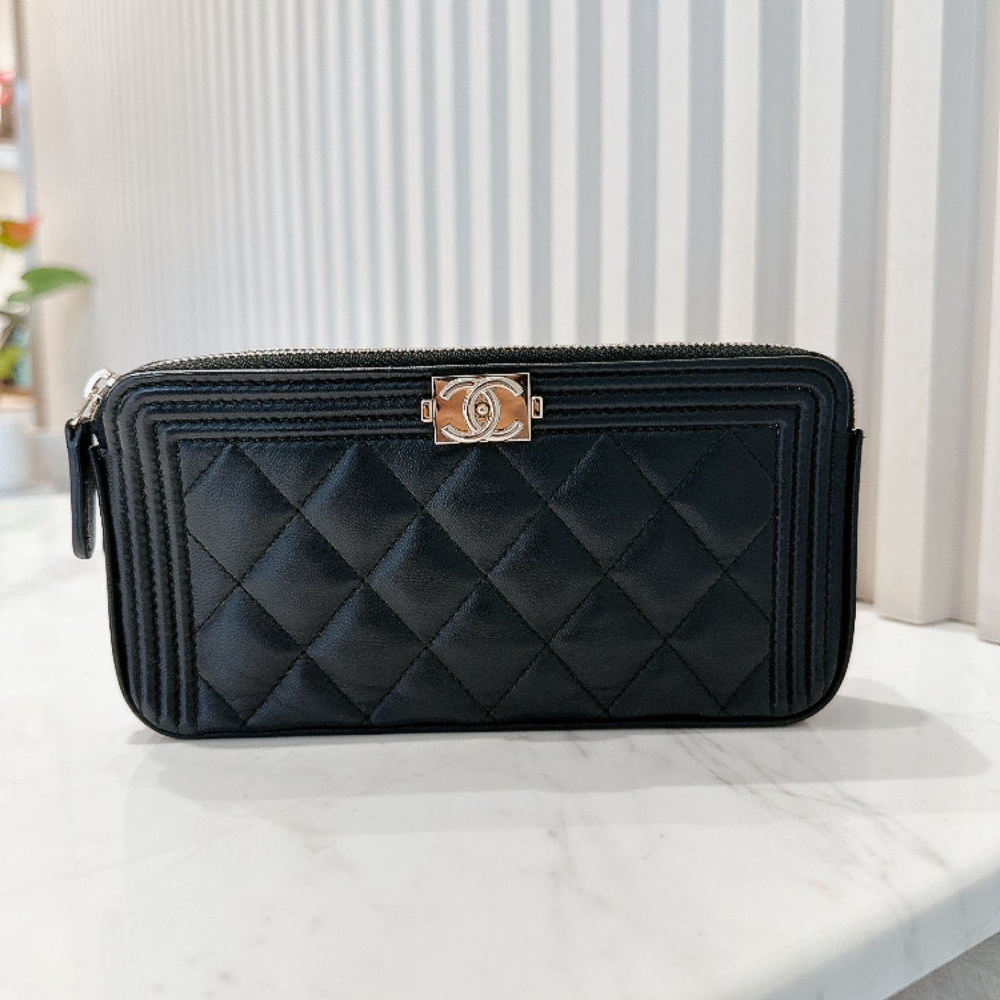 Chanel Boy Double Chain Pochette Black GHW