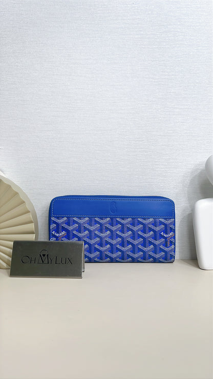 Goyard Matignon Zip Around Wallet in Blue
