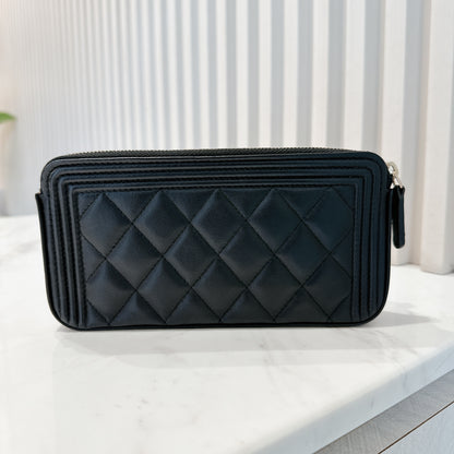Chanel Boy Double Chain Pochette Black GHW
