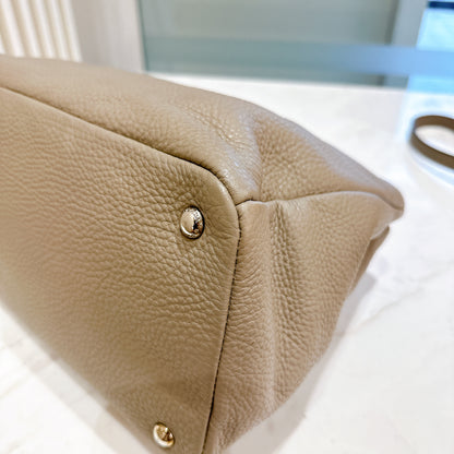 Prada Vitello Daino Leather Shopping Tote in Grey