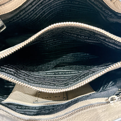 Prada Vitello Daino Leather Shopping Tote in Grey