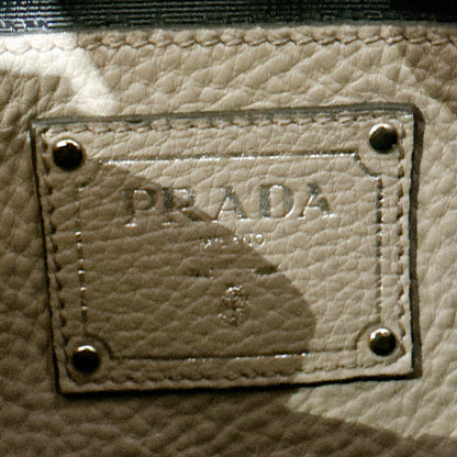 Prada Vitello Daino Leather Shopping Tote in Grey