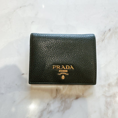 Prada Vitello Grain Bifold Wallet in Black