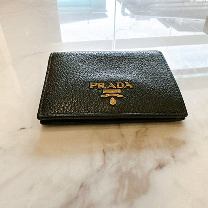 Prada Vitello Grain Bifold Wallet in Black
