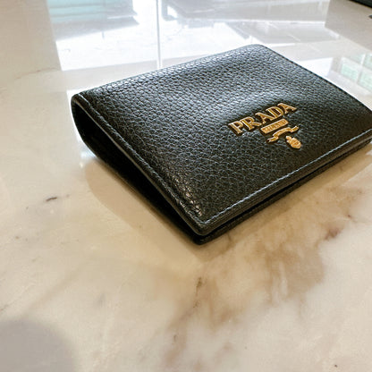 Prada Vitello Grain Bifold Wallet in Black