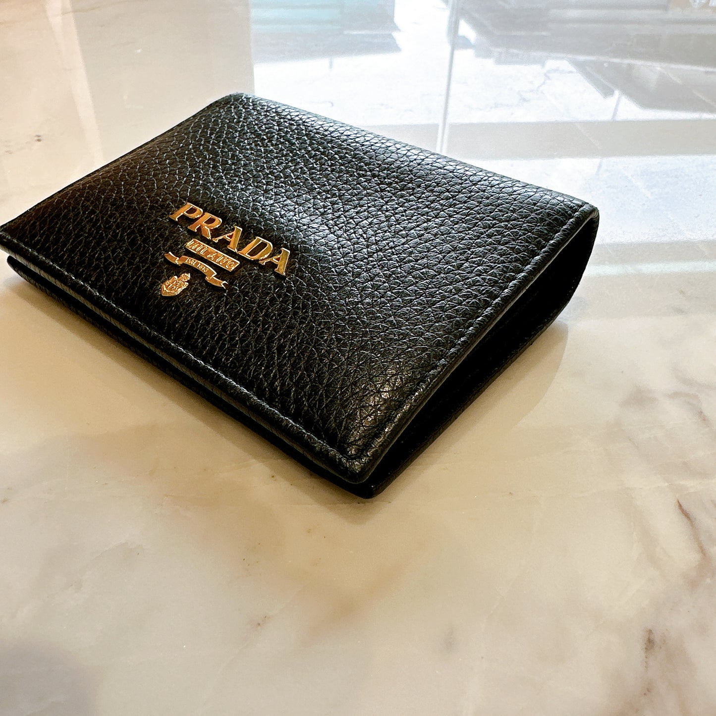 Prada Vitello Grain Bifold Wallet in Black