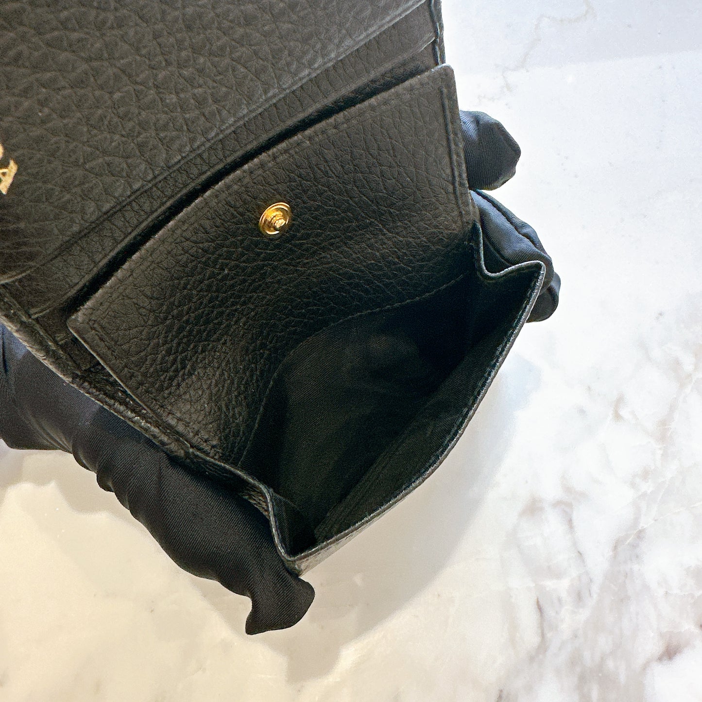 Prada Vitello Grain Bifold Wallet in Black