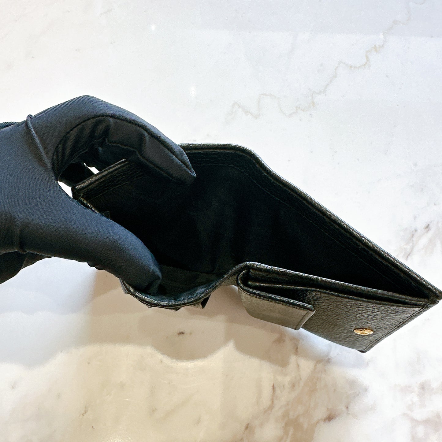 Prada Vitello Grain Bifold Wallet in Black