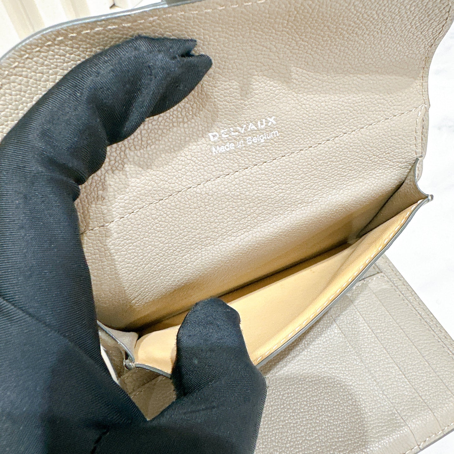 Delvaux Brillant Compact Wallet in Tourterelle