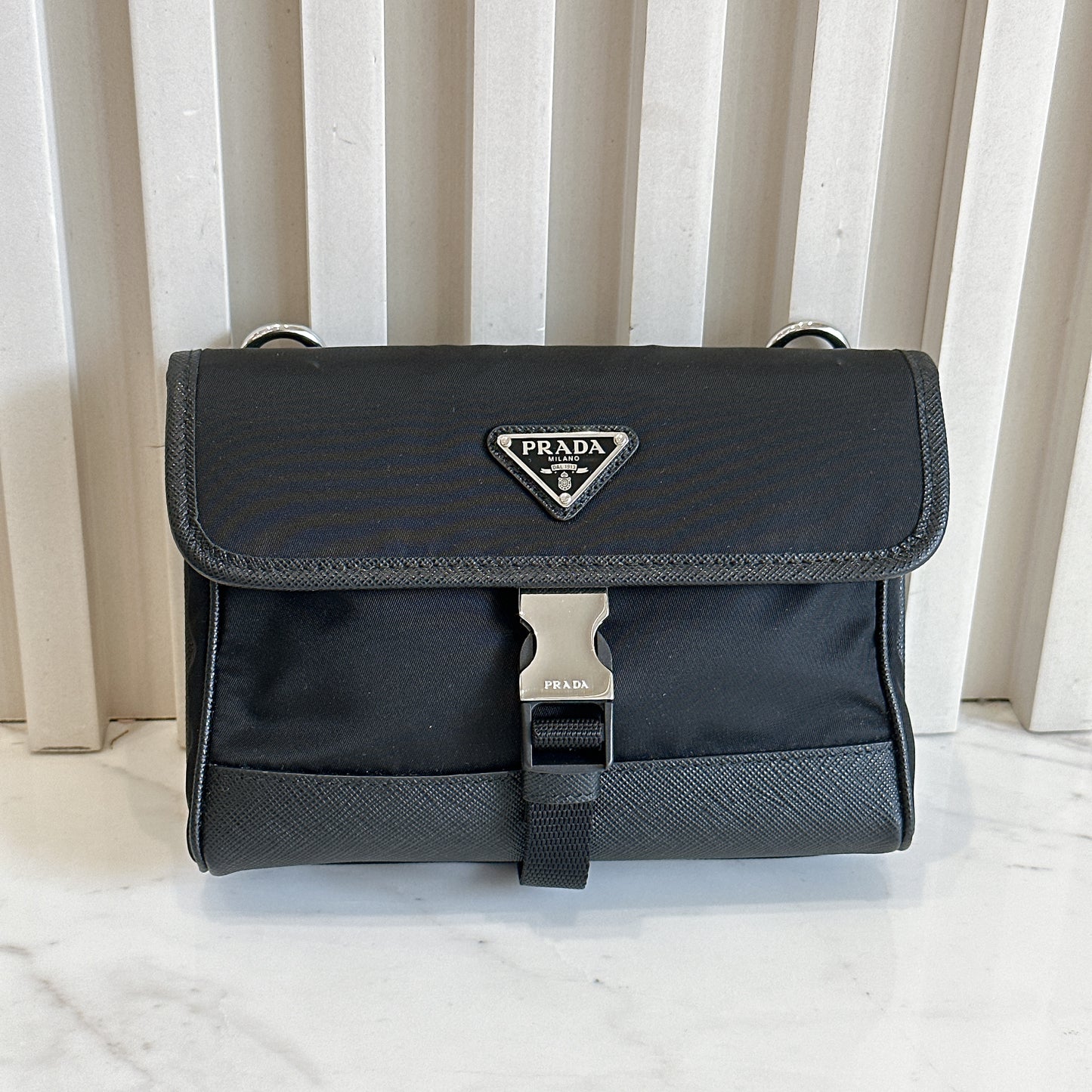 Prada Renylon and Saffiano Leather Crossbody Bag