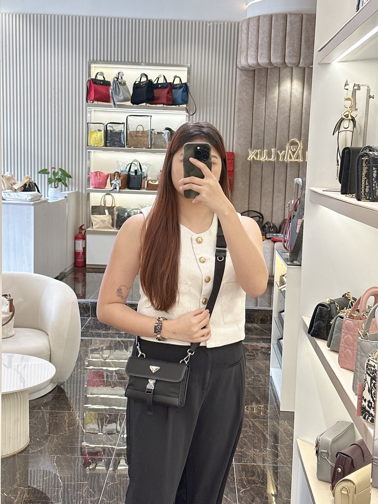 Prada Renylon and Saffiano Leather Crossbody Bag