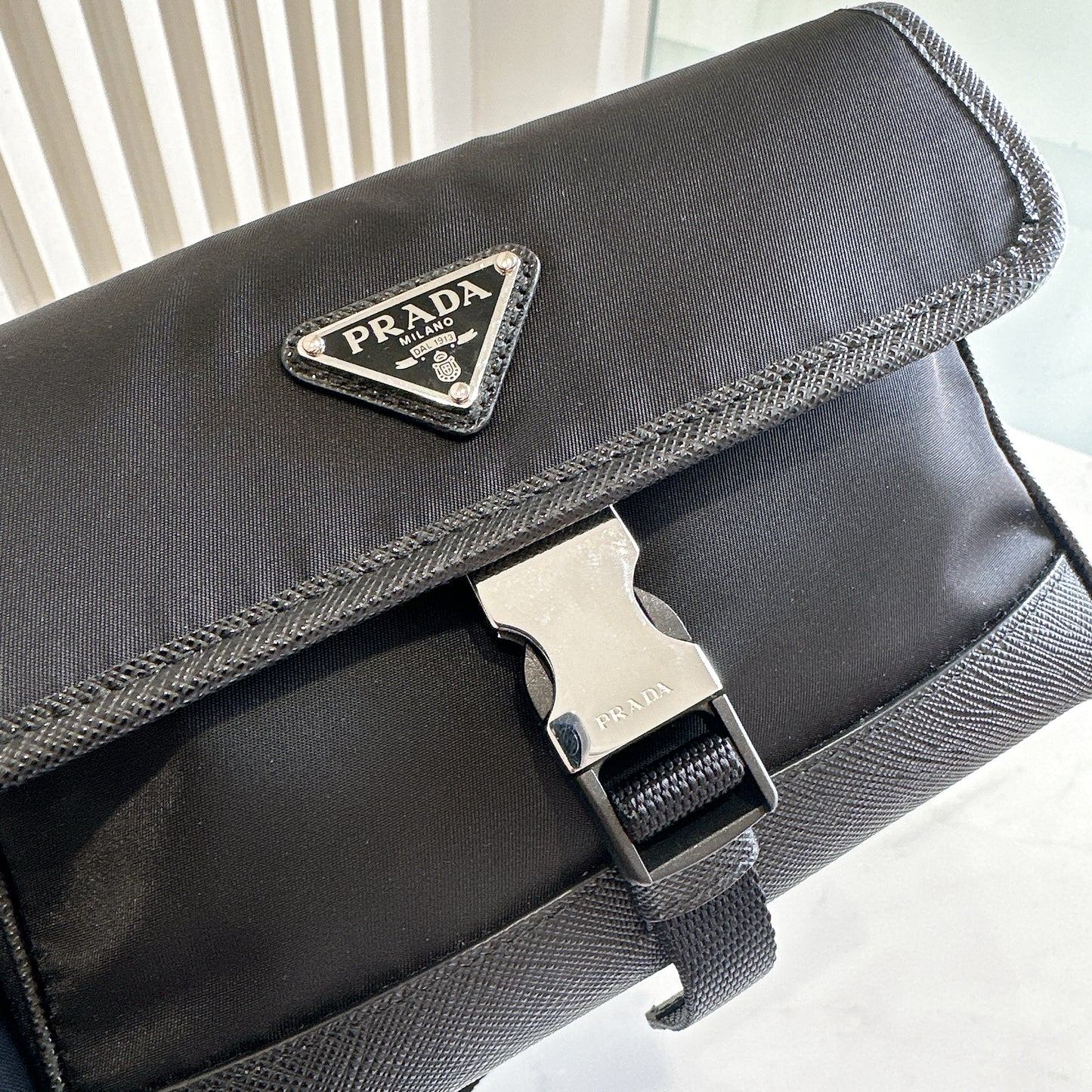 Prada Renylon and Saffiano Leather Crossbody Bag