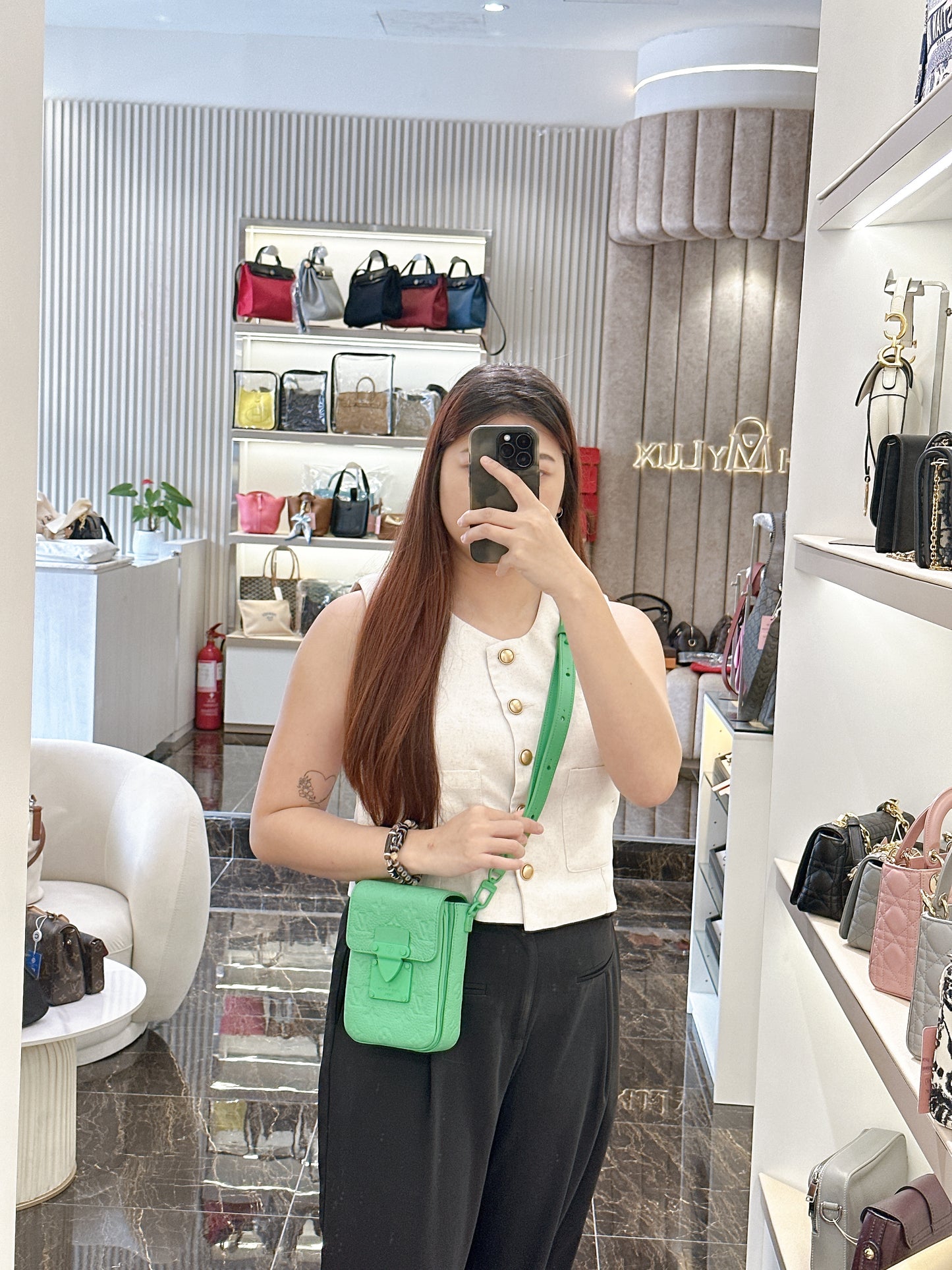 LV S-Lock Vertical Wearable Wallet in Green
