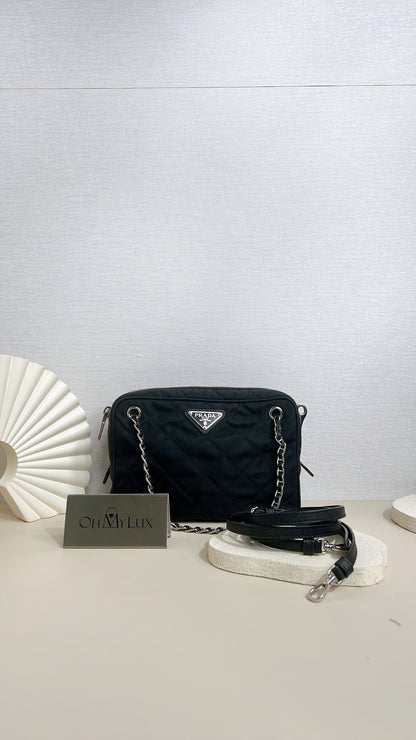 Prada Quilted Tessuto Nylon Shoulder Bag