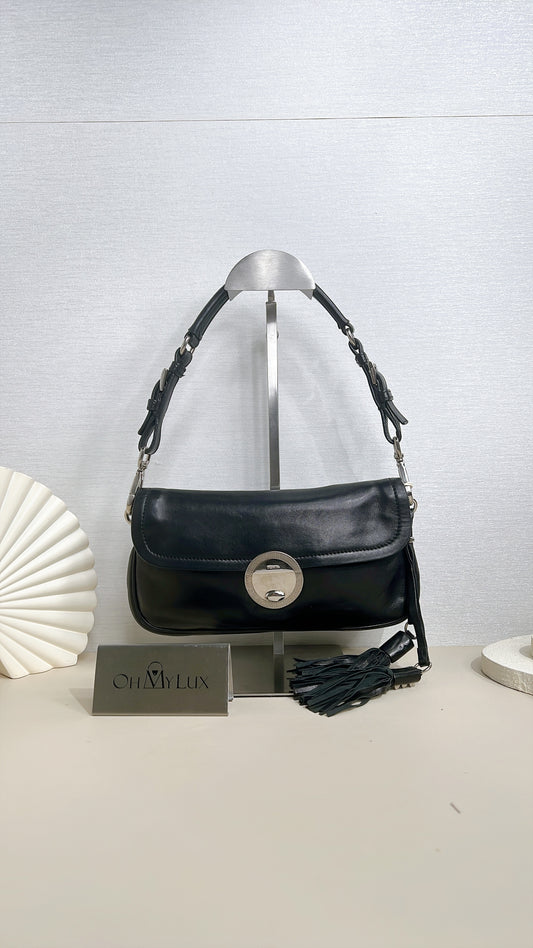 Prada Tassel Baguette in Black Nappa Leather