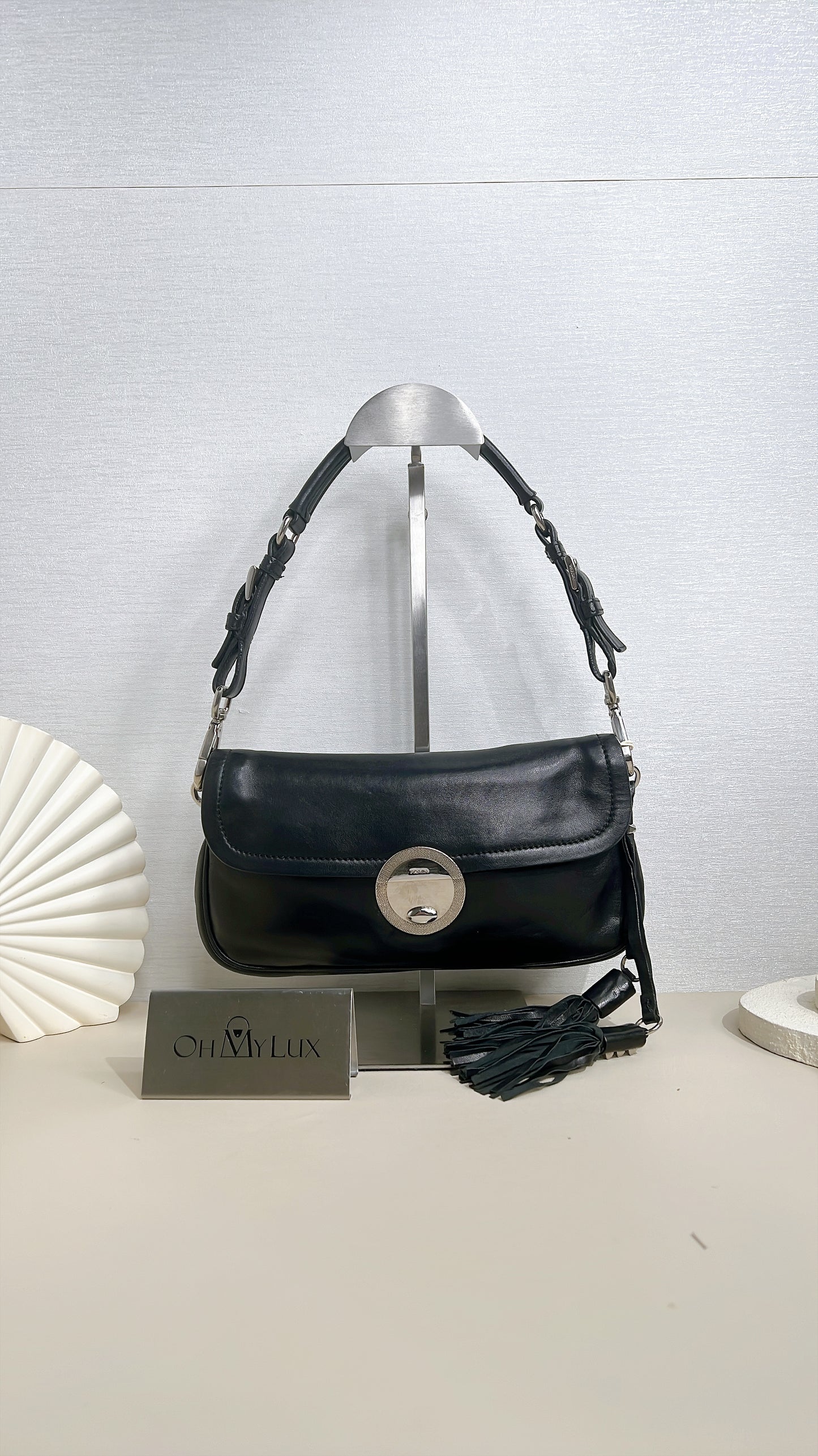 Prada Tassel Baguette in Black Nappa Leather
