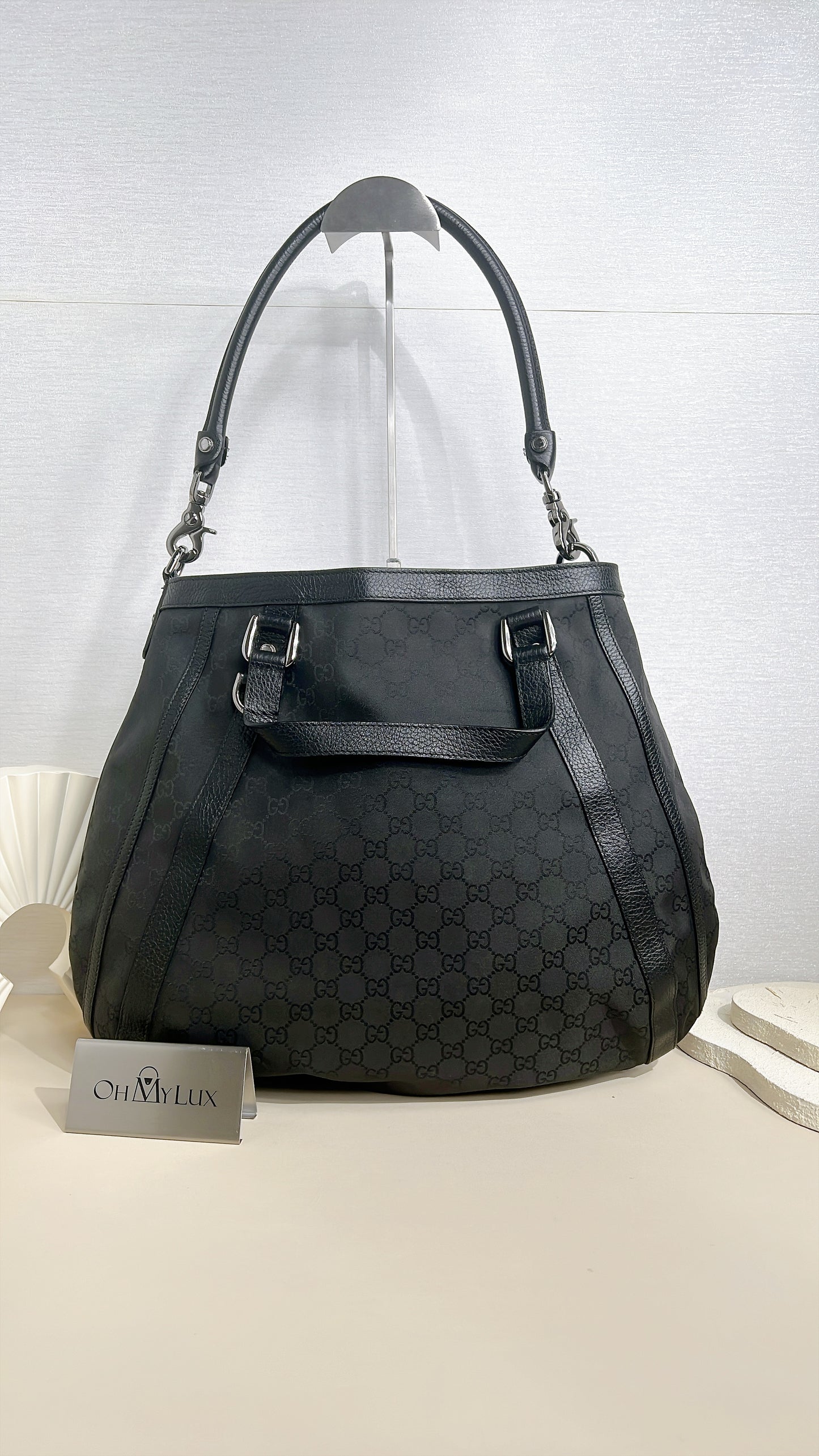 Gucci GG Black Canvas 2 Way Shoulder Bag