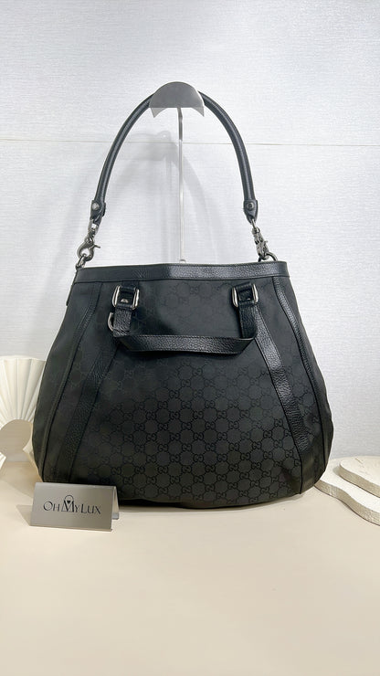 Gucci GG Black Canvas 2 Way Shoulder Bag