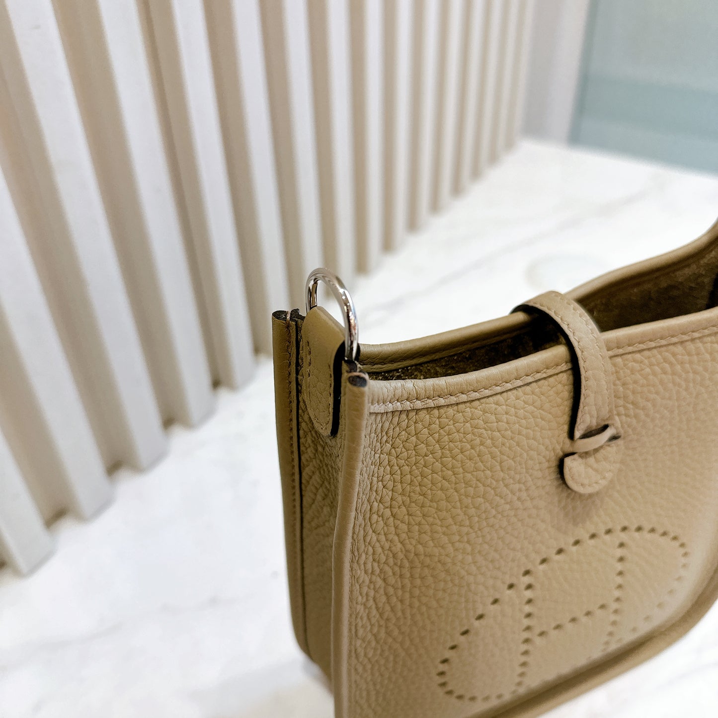 Hermes Mini Evelyne in Beige Marfa