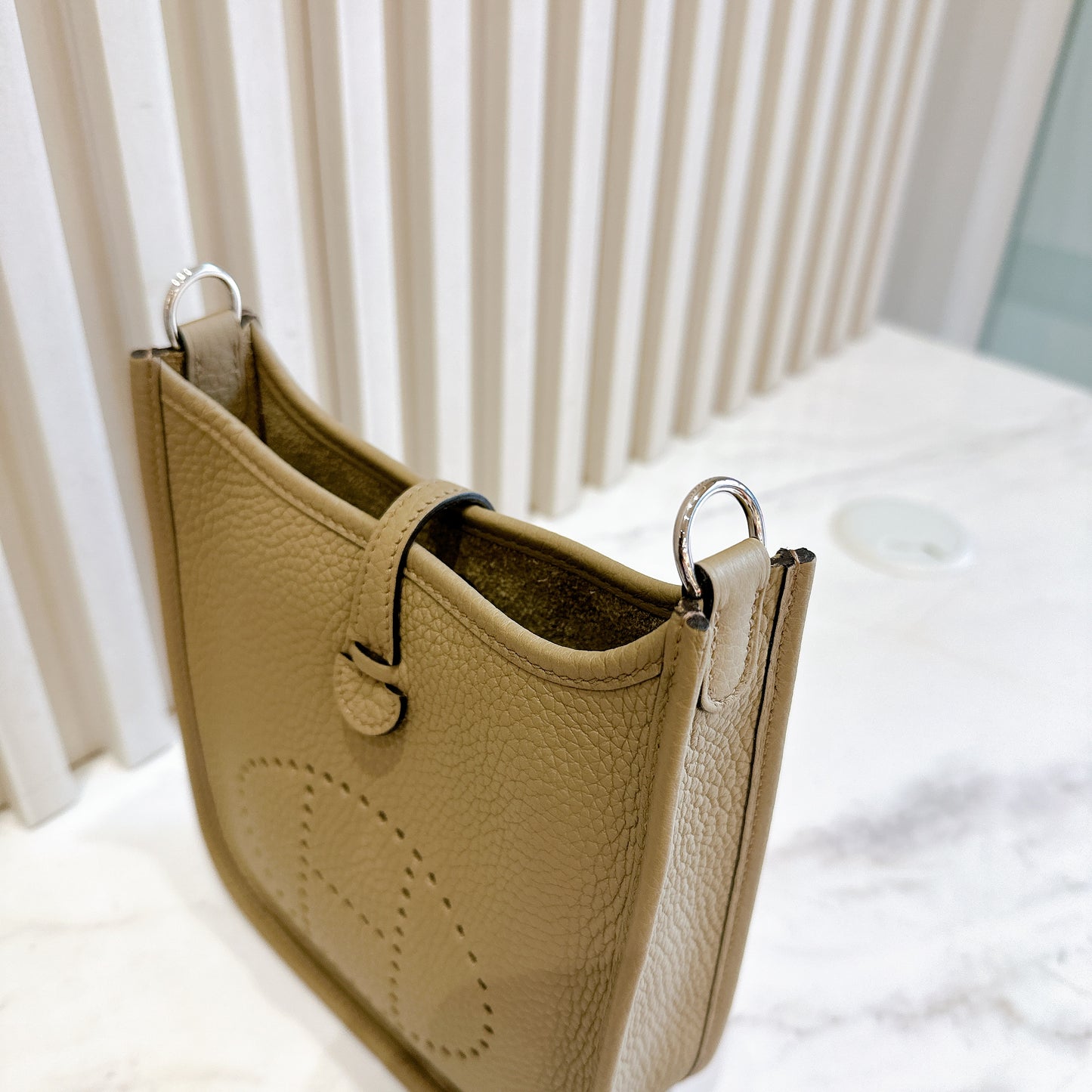 Hermes Mini Evelyne in Beige Marfa