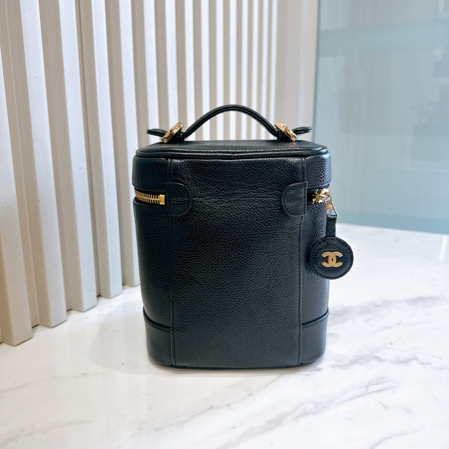 Chanel Vintage Vanity Case in Black Caviar