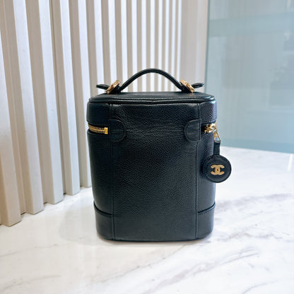 Chanel Vintage Vanity Case in Black Caviar