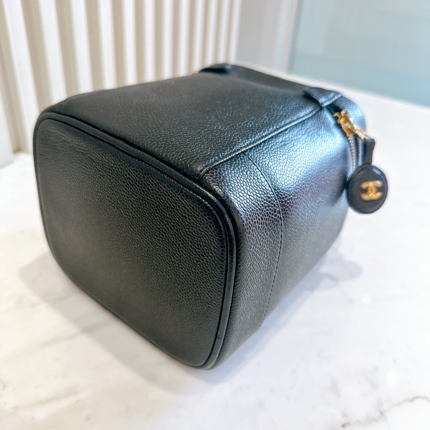 Chanel Vintage Vanity Case in Black Caviar