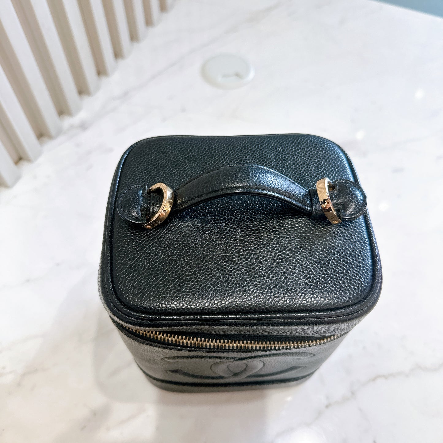 Chanel Vintage Vanity Case in Black Caviar