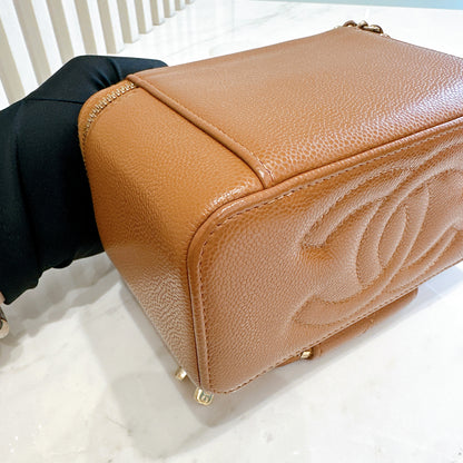 Chanel Caviar Quilted Top Handle Pocket Vanity Case Camel