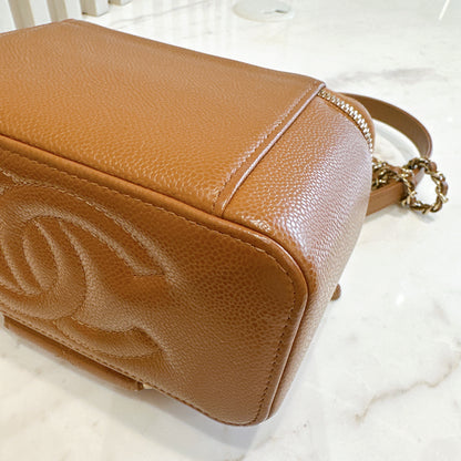 Chanel Caviar Quilted Top Handle Pocket Vanity Case Camel
