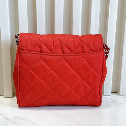 Prada Red Nylon Chain Crossbody Bag