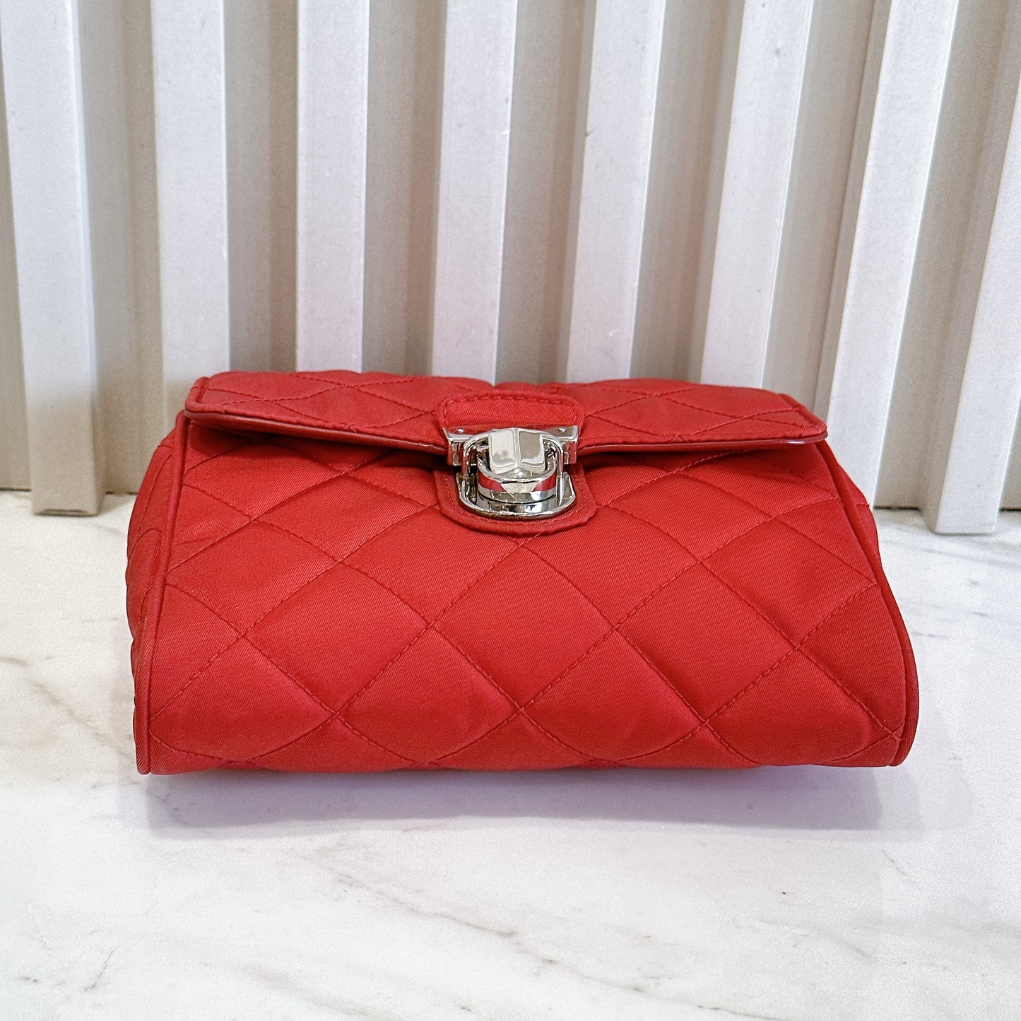 Prada Red Nylon Chain Crossbody Bag