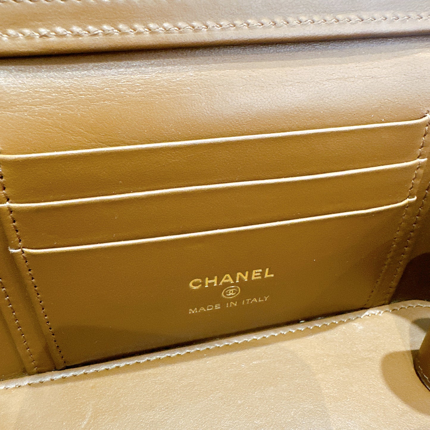Chanel Caviar Quilted Top Handle Pocket Vanity Case Camel
