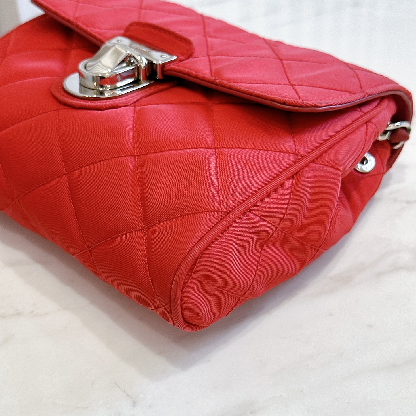 Prada Red Nylon Chain Crossbody Bag