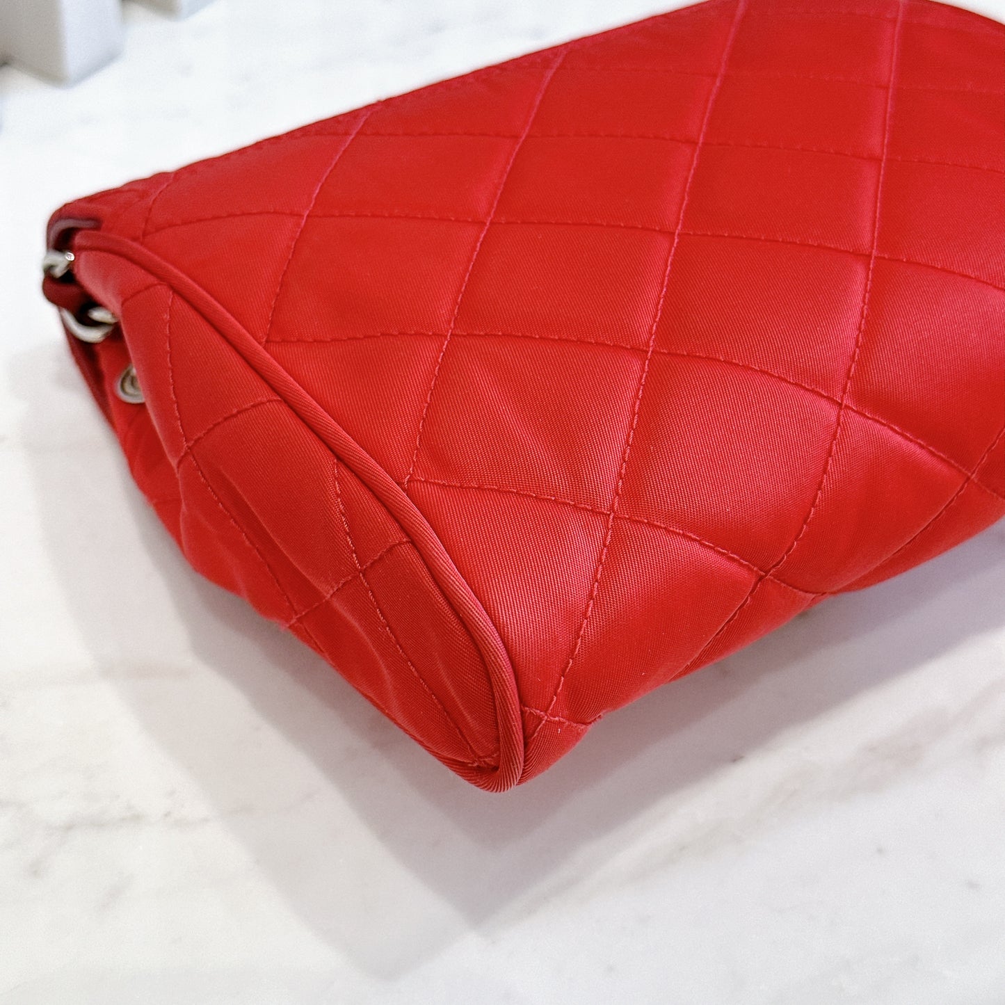 Prada Red Nylon Chain Crossbody Bag