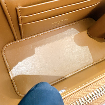 Chanel Caviar Quilted Top Handle Pocket Vanity Case Camel