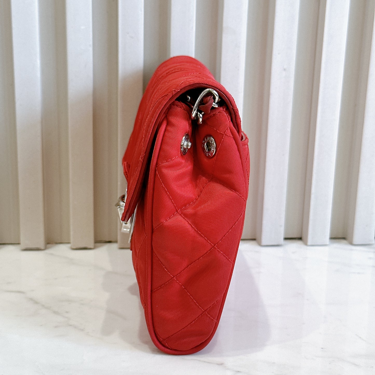 Prada Red Nylon Chain Crossbody Bag
