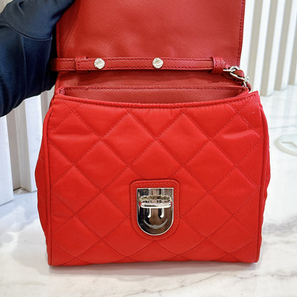 Prada Red Nylon Chain Crossbody Bag