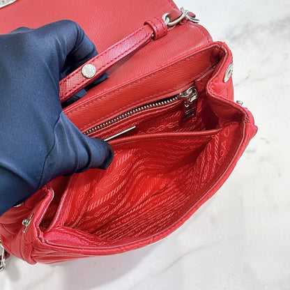 Prada Red Nylon Chain Crossbody Bag