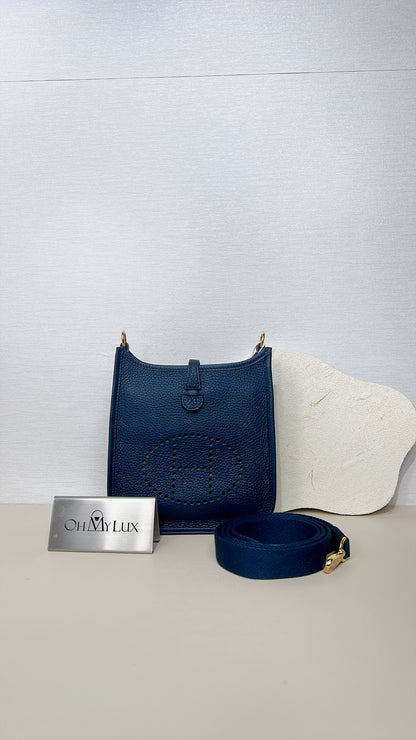 Hermes Evelyne Mini in Blue De Prusse